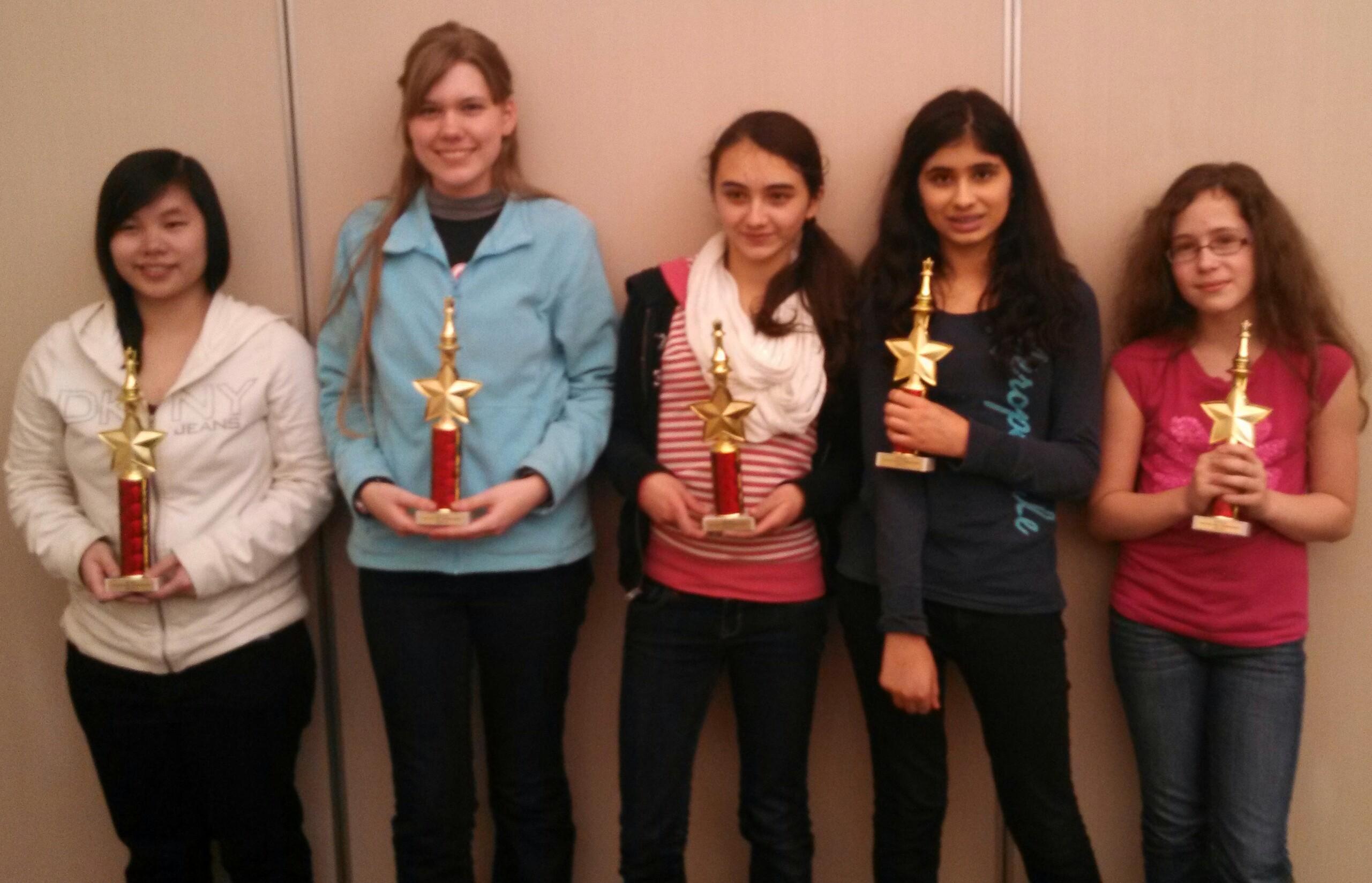 Top 5 winners: L to R: Becca Lampman, Sarah May, Olga Cherapakhin, Sangeeta Dhingra, Naomi Bashkansky 