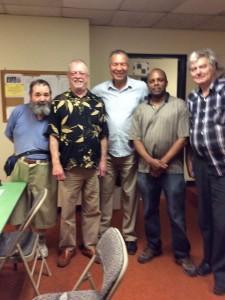 Five of the players in the Evergreen Open: Gary Dorfner, Steve Buck, H.G. Pitre, Joe Kiruu and Paul Bartron